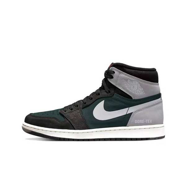 Women's Running Weapon Air Jordan 1 Black/Green/Grey Shoes 0184