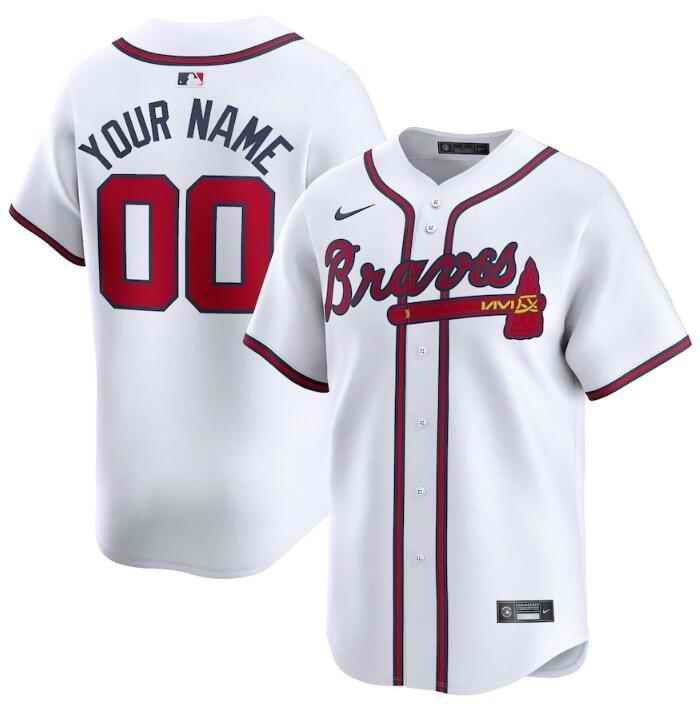 Men's Atlanta Braves Active Player Custom White 2024 Home Limited Stitched Baseball Jersey