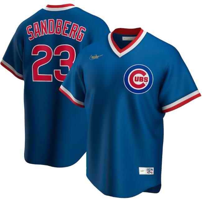 Men's Chicago Cubs #23 Ryne Sandberg 2020 New Blue Cool Base Stitched Jersey