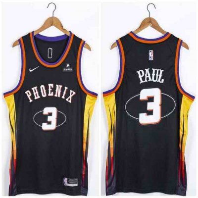 Men's Phoenix Suns #3 Chris Paul Black 75th Anniversary Stitched Jersey