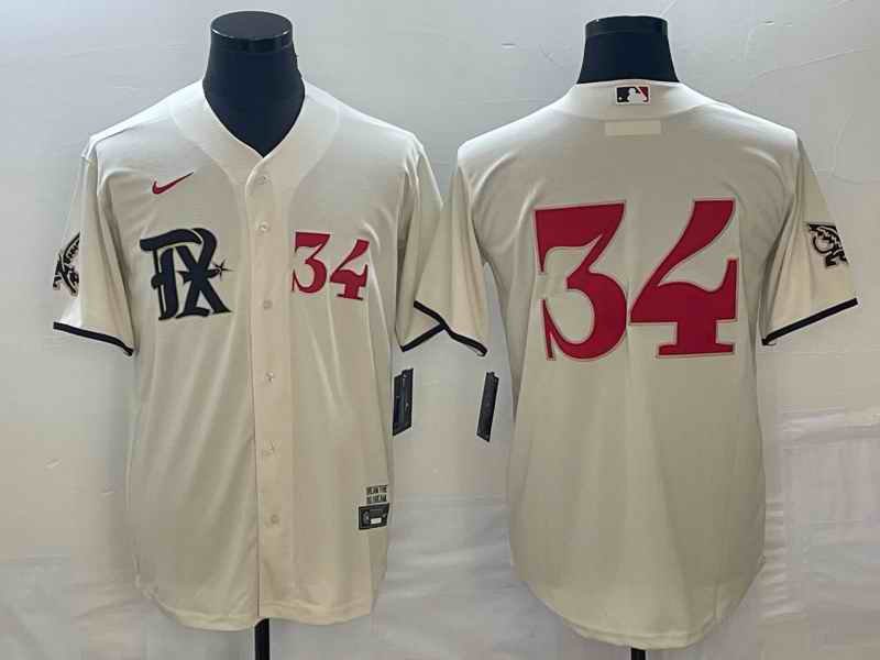 Men's Texas Rangers #34 Nolan Ryan Cream 2023 City Connect With Patch Stitched Baseball  Jersey