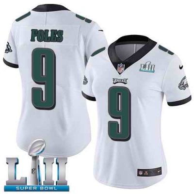 Women's Philadelphia Eagles #9 Nick Foles White Super Bowl LII Bound Game Stitched NFL Jersey