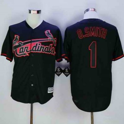 Cardinals #1 Ozzie Smith Black New Cool Base Fashion Stitched MLB Jersey