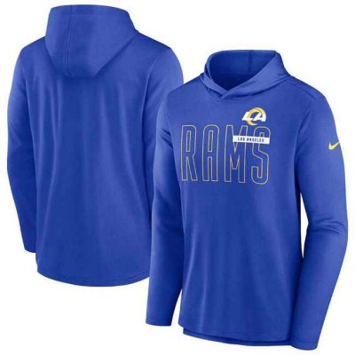 Men's Los Angeles Rams Blue Lightweight Performance Hooded Long Sleeve T-Shirt