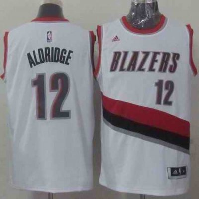 Blazers #12 LaMarcus Aldridge Stitched White NBA Jersey