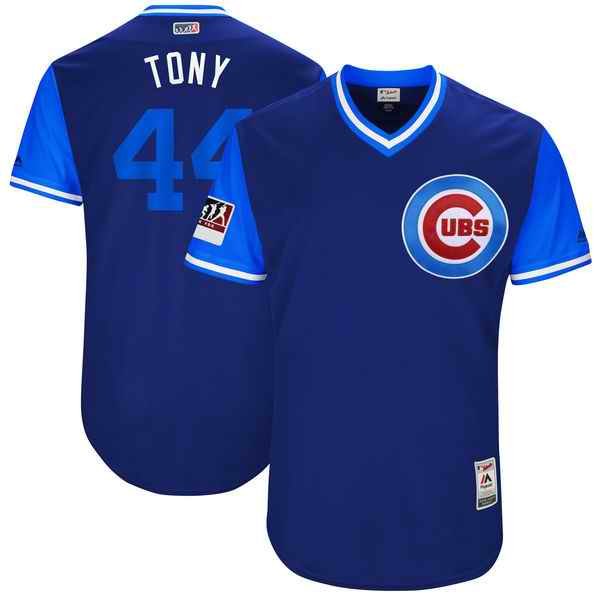 Men's Chicago Cubs #44 Anthony Rizzo Tony Majestic Royal/Light Blue 2018 Players' Weekend Authentic Stitched MLB Jersey