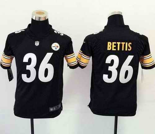 Nike Steelers #36 Jerome Bettis Black Team Color Youth Stitched NFL Elite Jersey