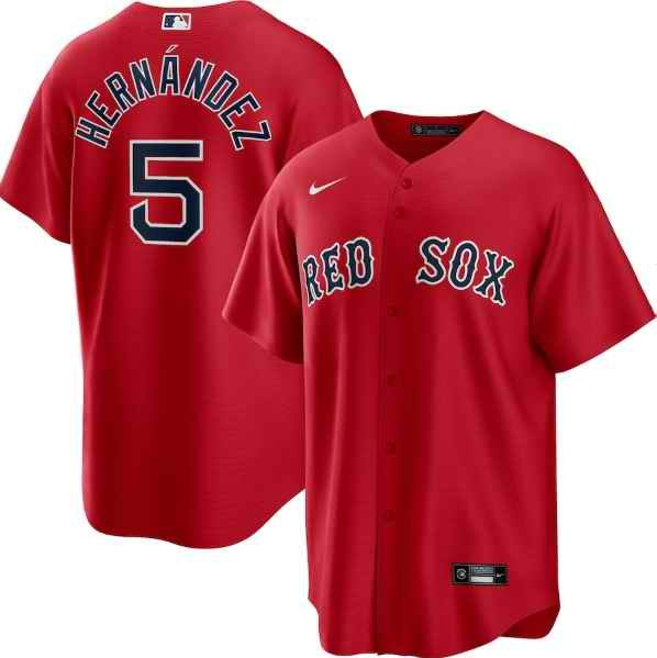 Men's Boston Red Sox #5 Kik' Hern'ndez Red Cool Base Stitched Baseball Jersey