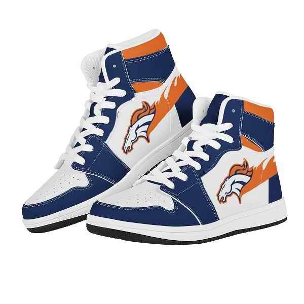 Men's Denver Broncos High Top Leather AJ1 Sneakers 001