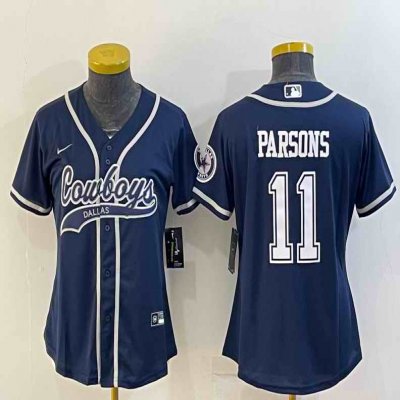 Toddlers Dallas Cowboys #11 Micah Parsons Navy With Patch Cool Base Stitched Baseball Jersey