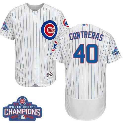 Cubs #40 Willson Contreras White Flexbase Authentic Collection 2016 World Series Champions Stitched MLB Jersey