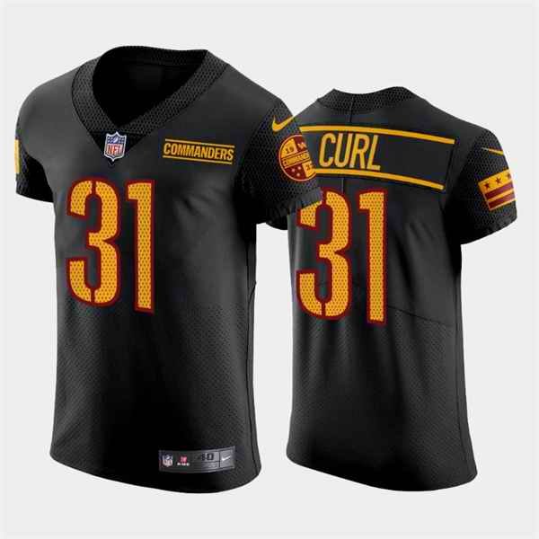 Men's Washington Commanders #31 Kamren Curl Black Elite Stitched Jersey