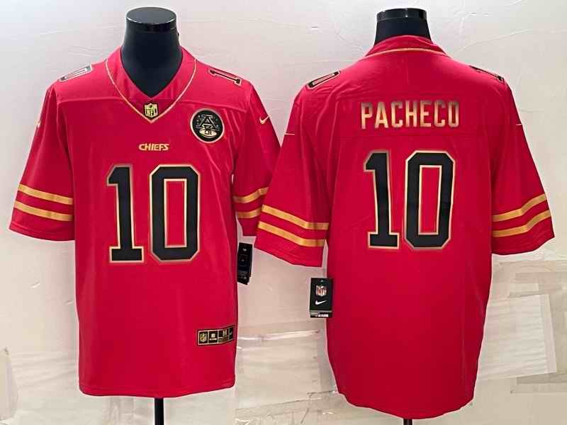 Men's Kansas City Chiefs #10 Isiah Pacheco Red Gold Vapor Untouchable Limited Stitched Jersey