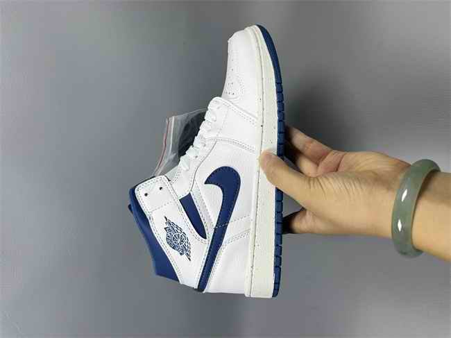 Men's Running Weapon Air Jordan 1 White/Royal Shoes 0654