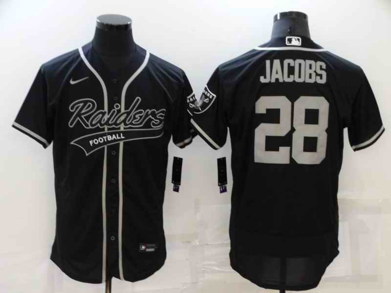 Men's Las Vegas Raiders #28 Josh Jacobs Black Flex Base Stitched Jersey