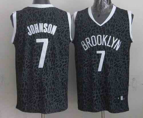 Nets #7 Joe Johnson Black Crazy Light Stitched NBA Jersey