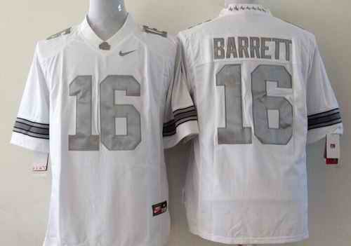 Buckeyes #16 J. T. Barrett White Limited Platinum Stitched Youth NCAA Jersey