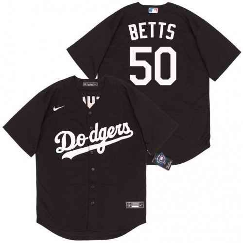 Men's Los Angeles Dodgers #50 Mookie Betts Black Cool Base Stitched Jersey