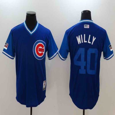 Men's Chicago Cubs #40 Willson Contreras Willy Majestic Royal/Light Blue 2018 Players' Weekend Authentic Stitched Jersey