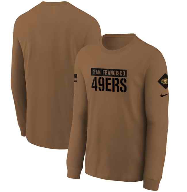 Youth San Francisco 49ers 2023 Brown Salute To Service Long Sleeve T-Shirt