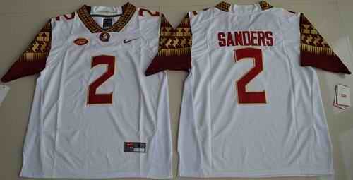 Seminoles #2 Deion Sanders White Limited Stitched NCAA Limited Jersey