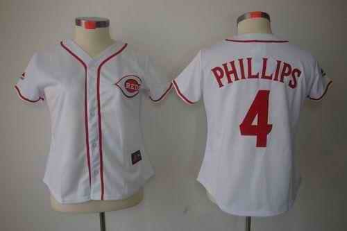 Reds #4 Brandon Phillips White Women's Fashion Stitched MLB Jersey