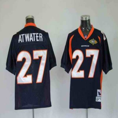 Mitchel & Ness Broncos #27 Steve Atwater Blue With 2010 Super Bowl Patch Stitched Throwback NFL Jersey