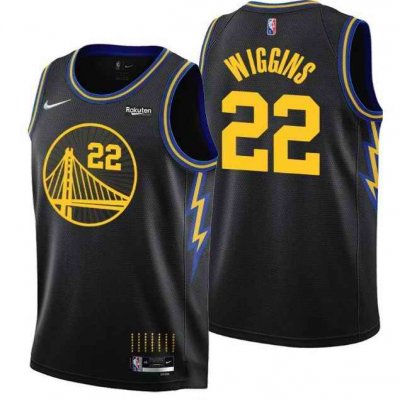 Men's Golden State Warriors #22 Andrew Wiggins 2021/22 City Edition Black 75th Anniversary Stitched Basketball Jersey