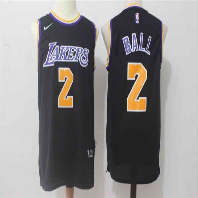 Men's Nike Los Angeles Lakers #2 Lonzo Ball All Black Stitched NBA Jersey