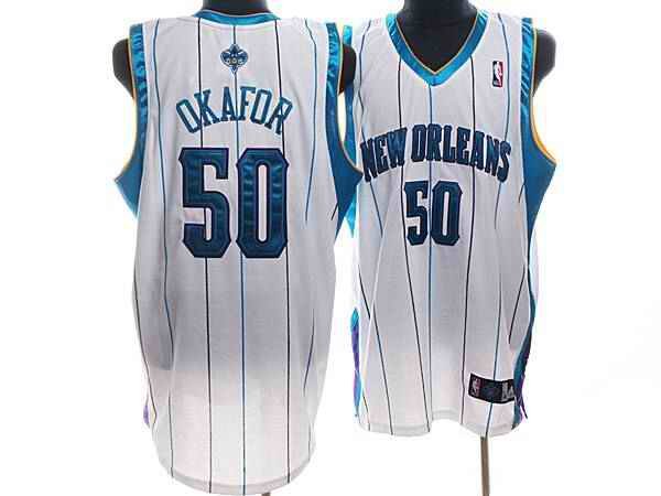 Hornets #50 Emeka Okafor Stitched White NBA Jersey