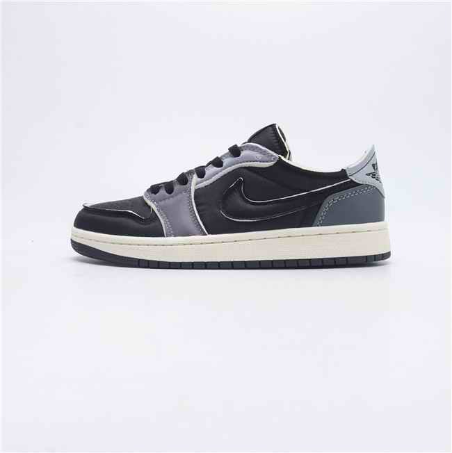 Men's Running Weapon Air Jordan 1 Black/Grey Shoes 480