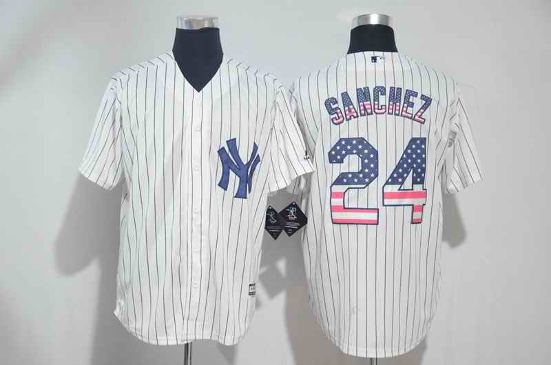 Men's New York Yankees #24 Gary Sanchez White US Flag New Cool Base Stitched MLB Jersey