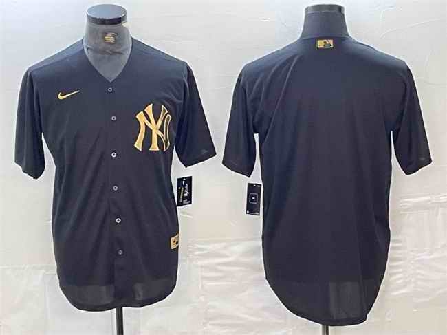 Men's New York Yankees Blank Black Cool Base Stitched Baseball Jersey