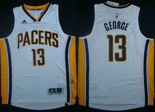 Revolution 30 Pacers #13 Paul George White Stitched NBA Jersey