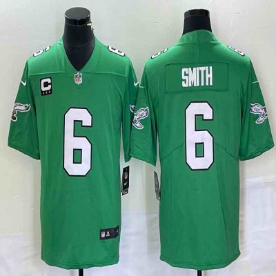 Men's Philadelphia Eagles #6 DeVonta Smith Green Vapor Limited With 3-star C Patch Stitched Football Jersey