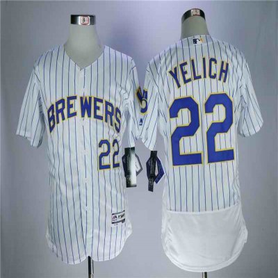 Men's Milwaukee Brewers #22 Christian Yelich White Flexbase Stitched MLB Jersey