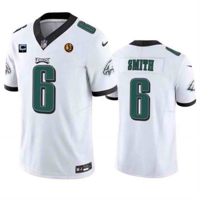 Men's Philadelphia Eagles #6 DeVonta Smith White 2023 F.U.S.E. With 1-star C Patch And John Madden Patch Vapor Limited Stitched Football Jersey