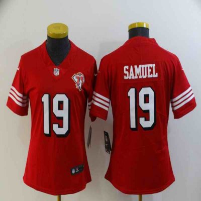 Women's San Francisco 49ers #19 Deebo Samuel Scarlet 75th Anniversary Stitched Jersey(Run Small)