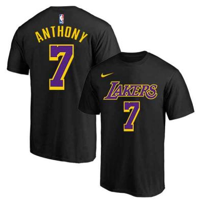 Men's Los Angeles Lakers #7 Carmelo Anthony Black/Purple Basketball T-Shirt