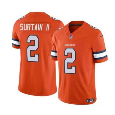 Men's Denver Broncos #2 Pat Surtain II Orange 2023 F.U.S.E. Vapor Untouchable Stitched Jersey