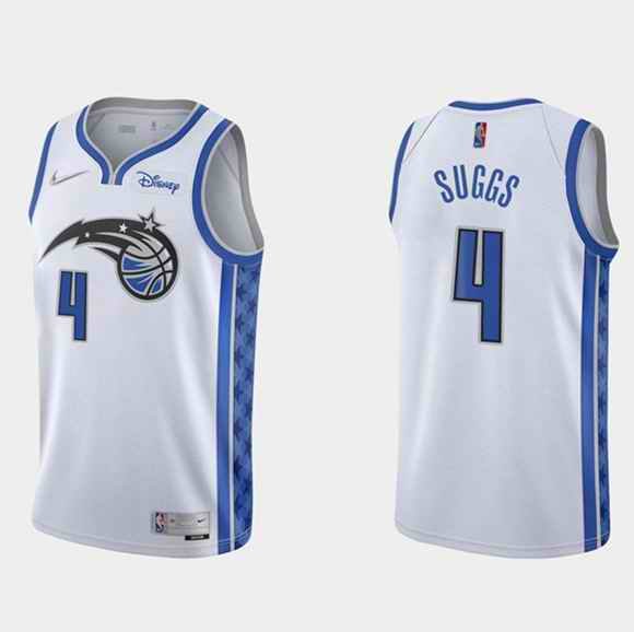 Men's Orlando Magic #4 Jalen Suggs White Earned Edition Stitched Swingman Jersey