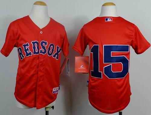 Red Sox #15 Dustin Pedroia Red Cool Base Stitched Youth MLB Jersey