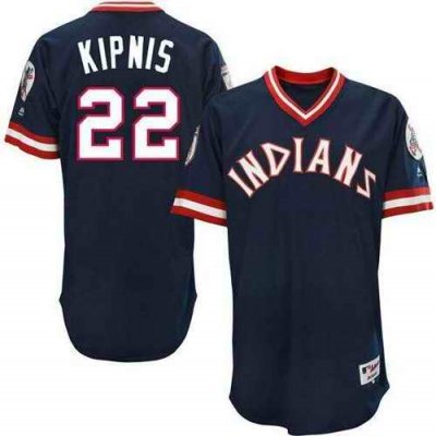 Indians #22 Jason Kipnis Navy Blue 1976 Turn Back The Clock Stitched MLB Jersey