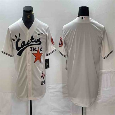 Men's Houston Astros Blank Cream Cactus Jack Vapor Premier Limited Stitched Baseball Jersey