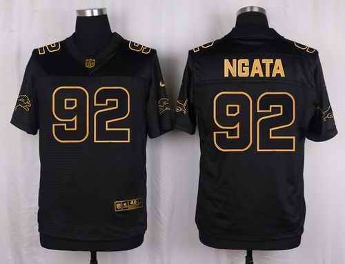 Nike Lions #92 Haloti Ngata Black Men's Stitched NFL Elite Pro Line Gold Collection Jersey