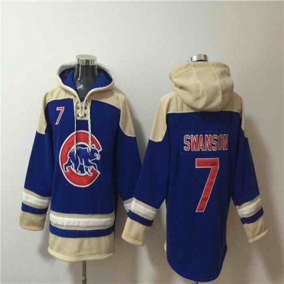 Men's Chicago Cubs #7 Dansby Swanson Ageless Must-Have Lace-Up Pullover Hoodie