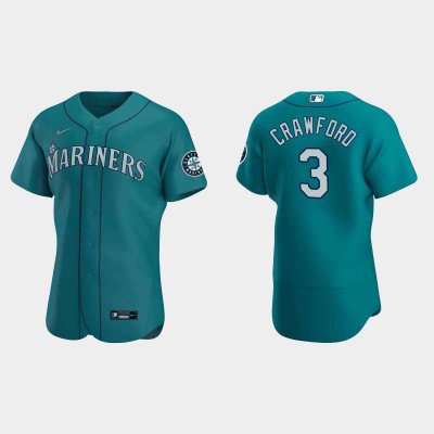 Men's Seattle Mariners #3 J.P. Crawford Aqua Flex Base Stitched Jersey