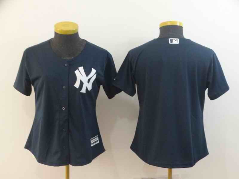 Women's New York Yankees Navy Blank Cool Base Stitched MLB Jersey(Run Small)