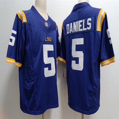 Men's LSU Tigers #5 Jayden Daniels Blue F.U.S.E Stitched Jersey