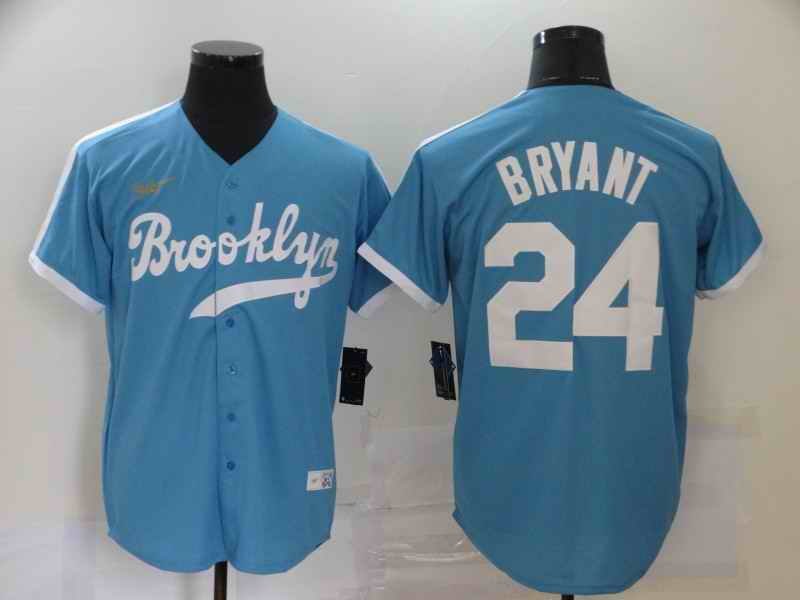 Men's Los Angeles Dodgers #24 Kobe Bryant Throwback Blue Cool Base Stitched Jersey